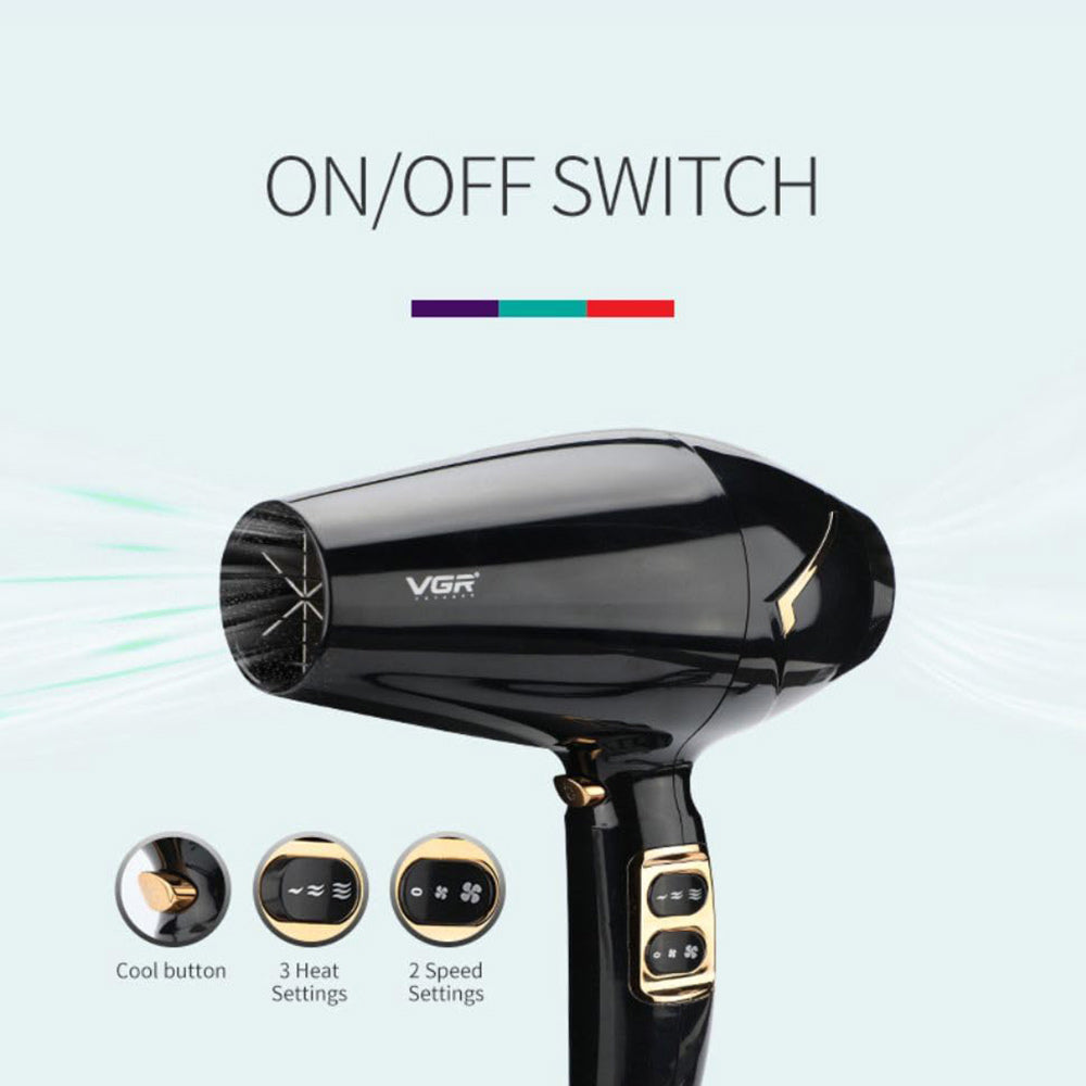 Asciugacapelli professionale VRG 1800/2200 watt 2 velocità 3 temperature di colore HAIR DRYER 423