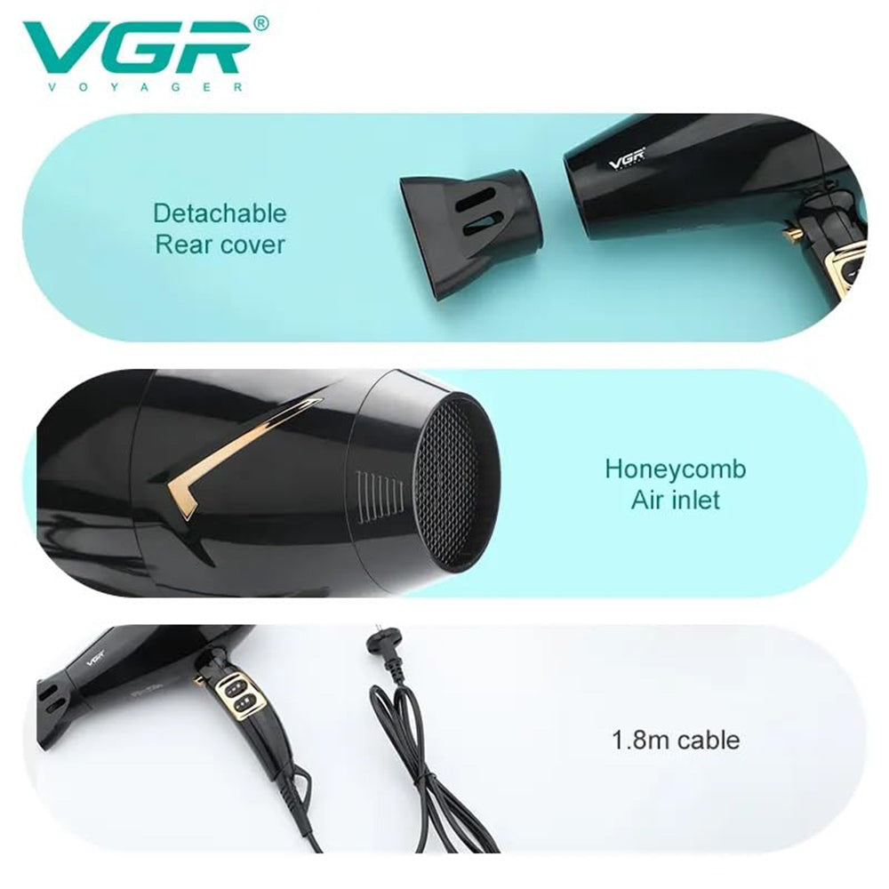 Asciugacapelli professionale VRG 1800/2200 watt 2 velocità 3 temperature di colore HAIR DRYER 423