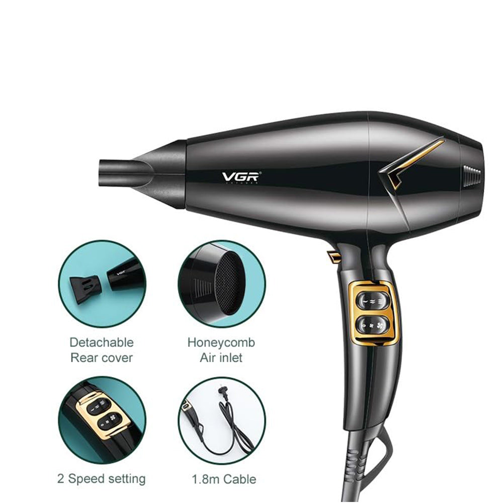 Asciugacapelli professionale VRG 1800/2200 watt 2 velocità 3 temperature di colore HAIR DRYER 423
