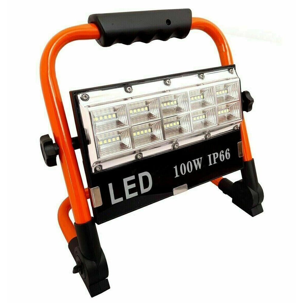 Faro a led 100 watt ricaricabile a batteria faretto per edilizia cantiere portatile dimmerabile 3 modalità di luce IP66