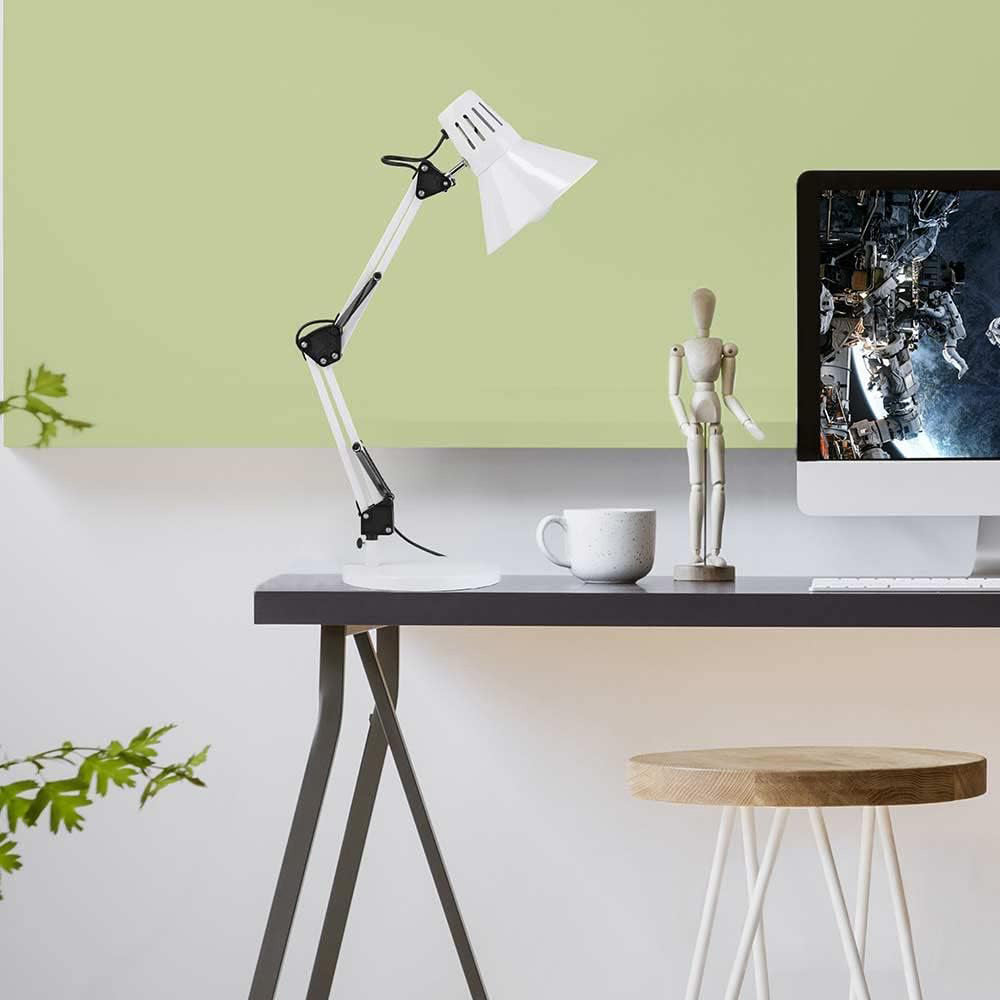 Lampada da scrivania con braccio snodabile luce da tavolo in metallo orientabile con morsetto incluso attacco per lampadine E27