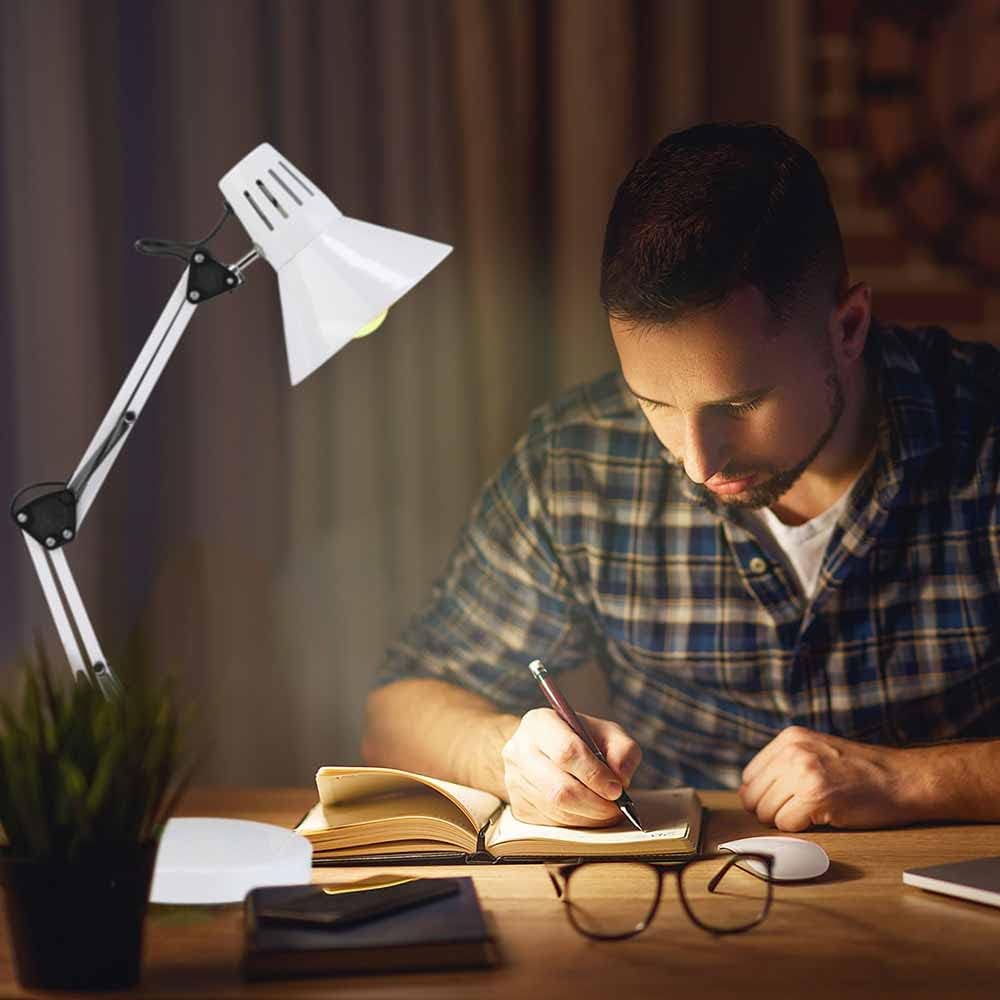 Lampada da scrivania con braccio snodabile luce da tavolo in metallo orientabile con morsetto incluso attacco per lampadine E27