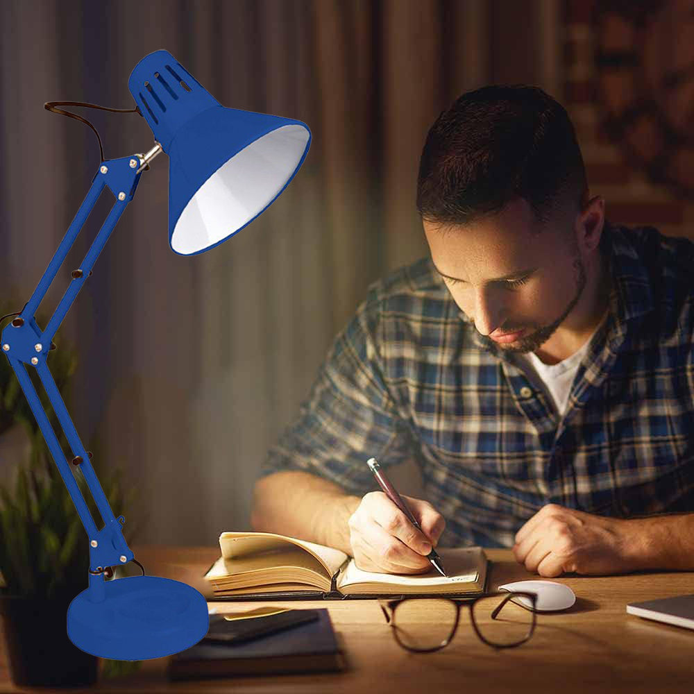 Lampada da scrivania con braccio snodabile luce da tavolo in metallo orientabile con morsetto incluso attacco per lampadine E27