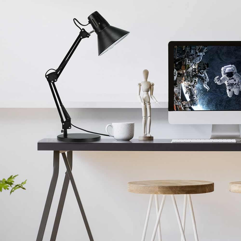 Lampada da scrivania con braccio snodabile luce da tavolo in metallo orientabile con morsetto incluso attacco per lampadine E27