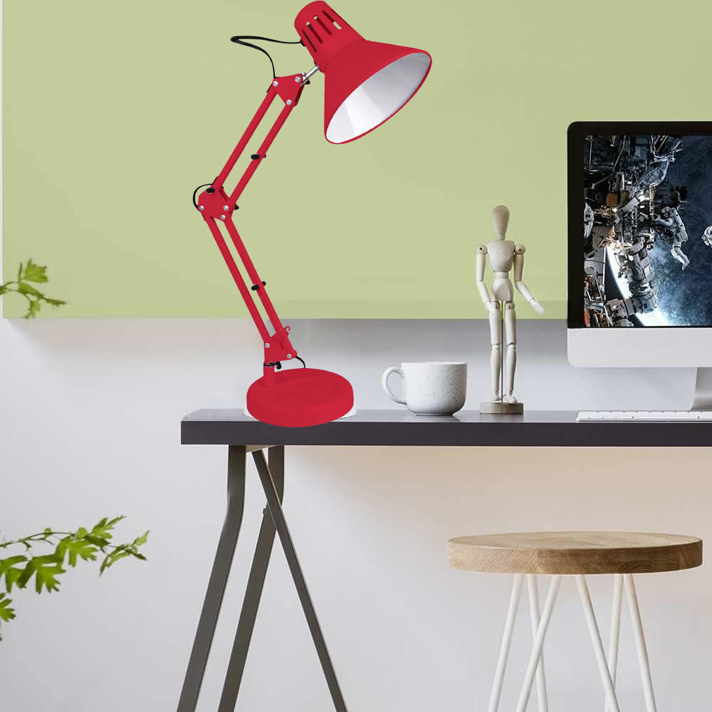 Lampada da scrivania con braccio snodabile luce da tavolo in metallo orientabile con morsetto incluso attacco per lampadine E27