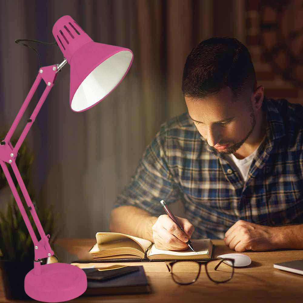 Lampada da scrivania con braccio snodabile luce da tavolo in metallo orientabile con morsetto incluso attacco per lampadine E27