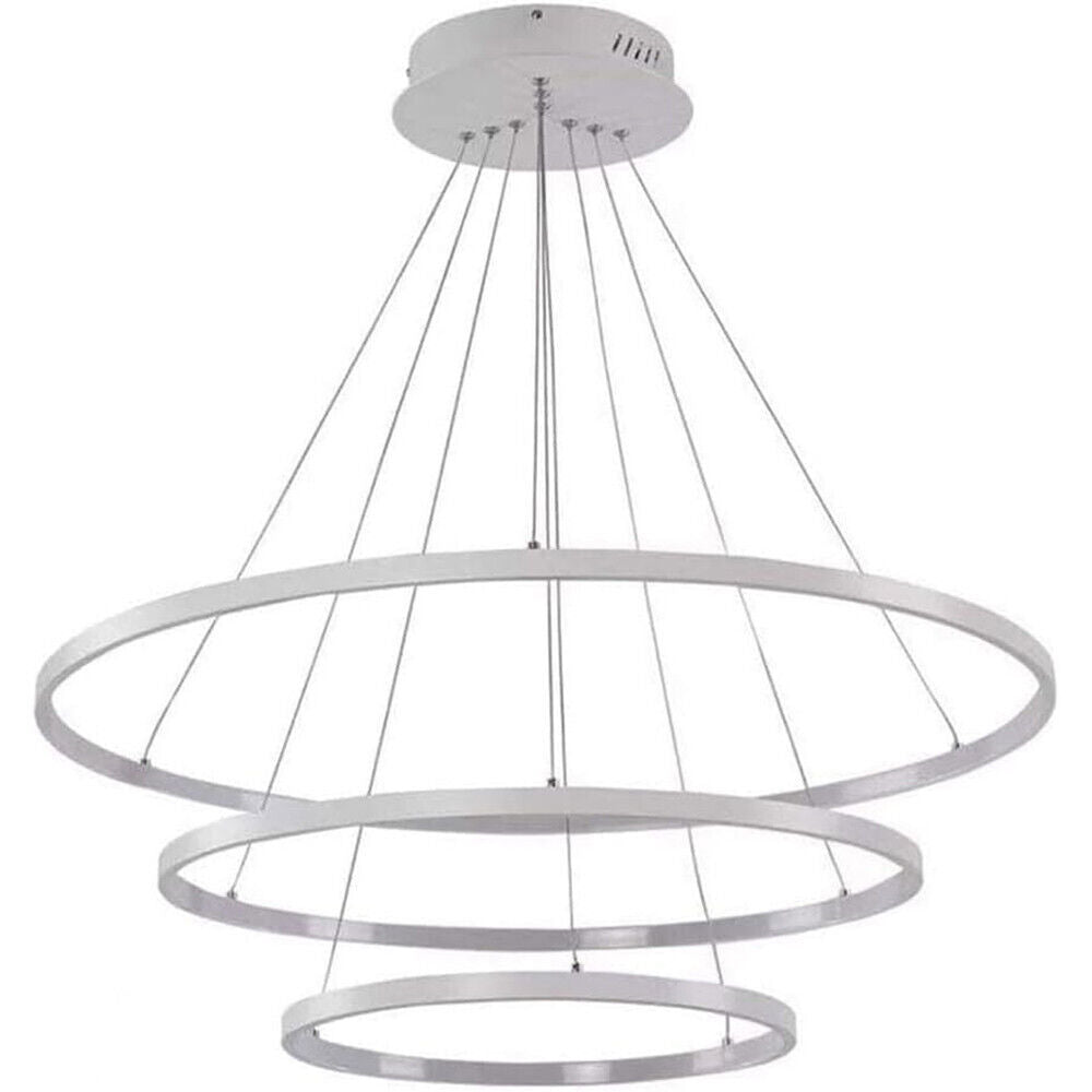 Lampadario a sospensione 51 watt lampada a led a forma di pianeta bianco 3 colorazione di luce soggiorno open space