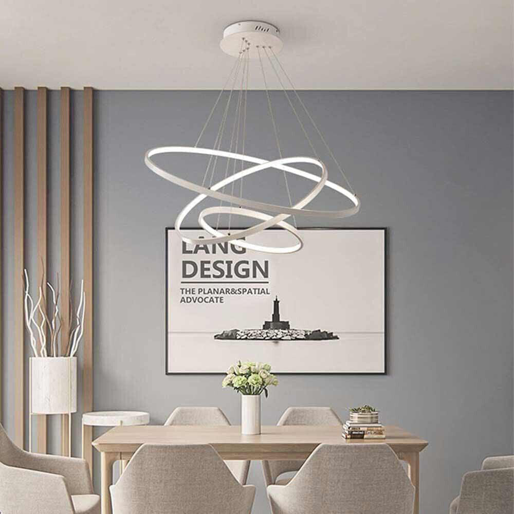 Lampadario a sospensione 51 watt lampada a led a forma di pianeta bianco 3 colorazione di luce soggiorno open space