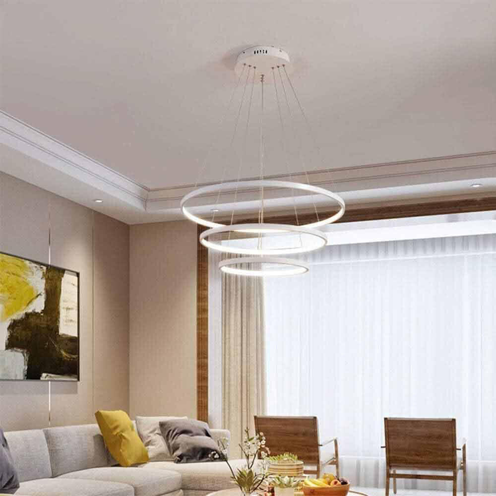 Lampadario a sospensione 51 watt lampada a led a forma di pianeta bianco 3 colorazione di luce soggiorno open space