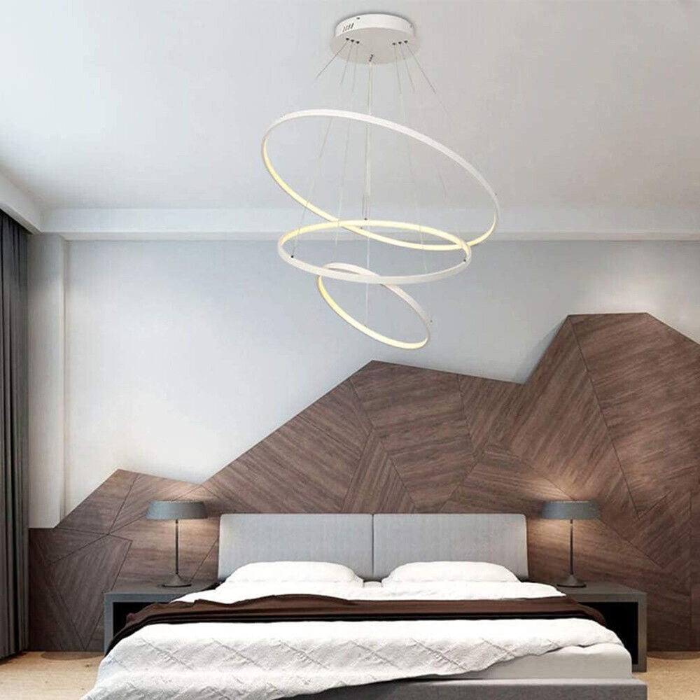 Lampadario a sospensione 51 watt lampada a led a forma di pianeta bianco 3 colorazione di luce soggiorno open space