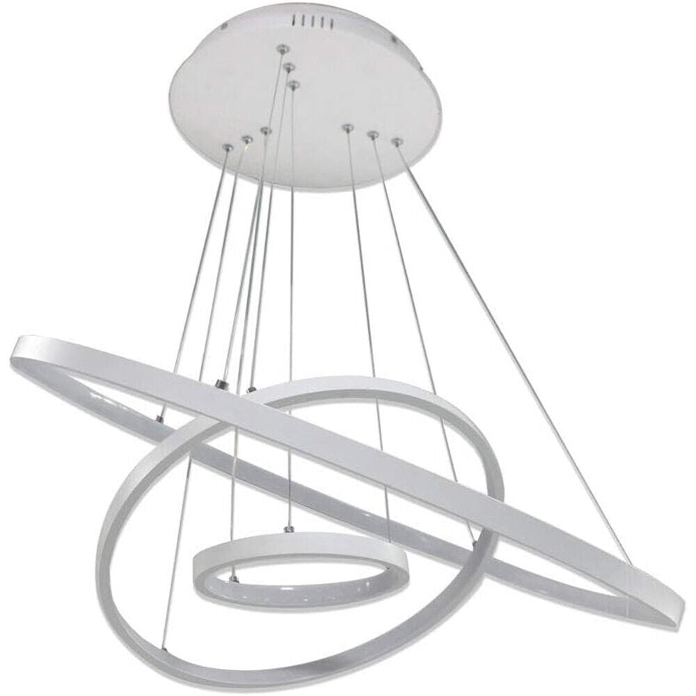 Lampadario a sospensione 51 watt lampada a led a forma di pianeta bianco 3 colorazione di luce soggiorno open space