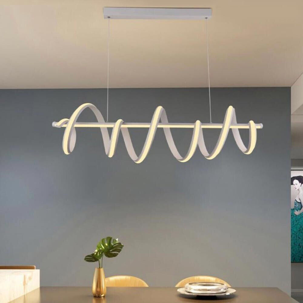 Lampadario led a sospensione 60 watt lampada twist bianco stilizzato tecnologia CCT 3 tonalità di luce da 6500k a 3000k