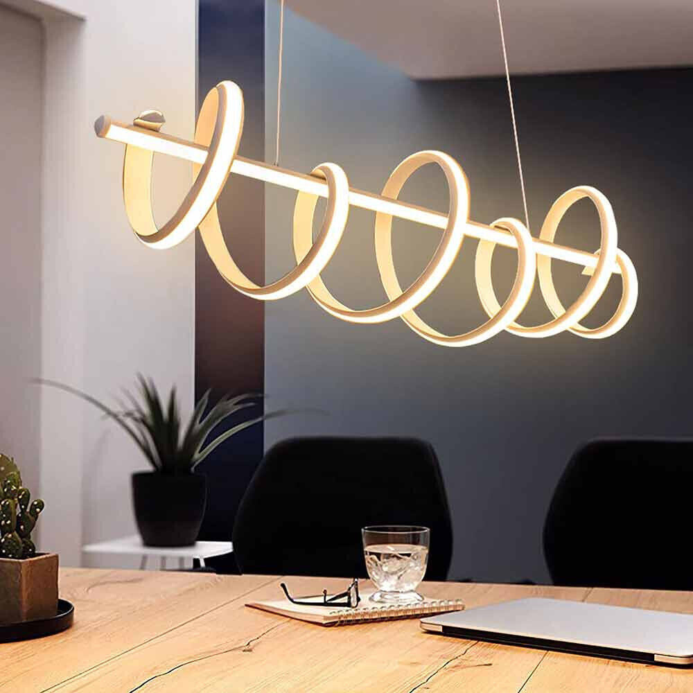 Lampadario led a sospensione 60 watt lampada twist bianco stilizzato tecnologia CCT 3 tonalità di luce da 6500k a 3000k