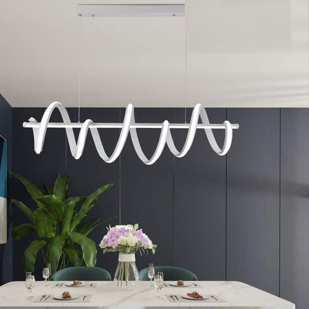 Lampadario led a sospensione 60 watt lampada twist bianco stilizzato tecnologia CCT 3 tonalità di luce da 6500k a 3000k