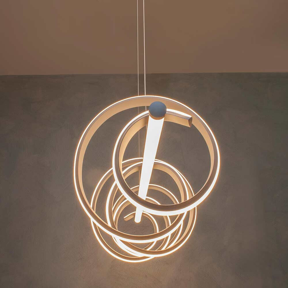 Lampadario led a sospensione 60 watt lampada twist bianco stilizzato tecnologia CCT 3 tonalità di luce da 6500k a 3000k