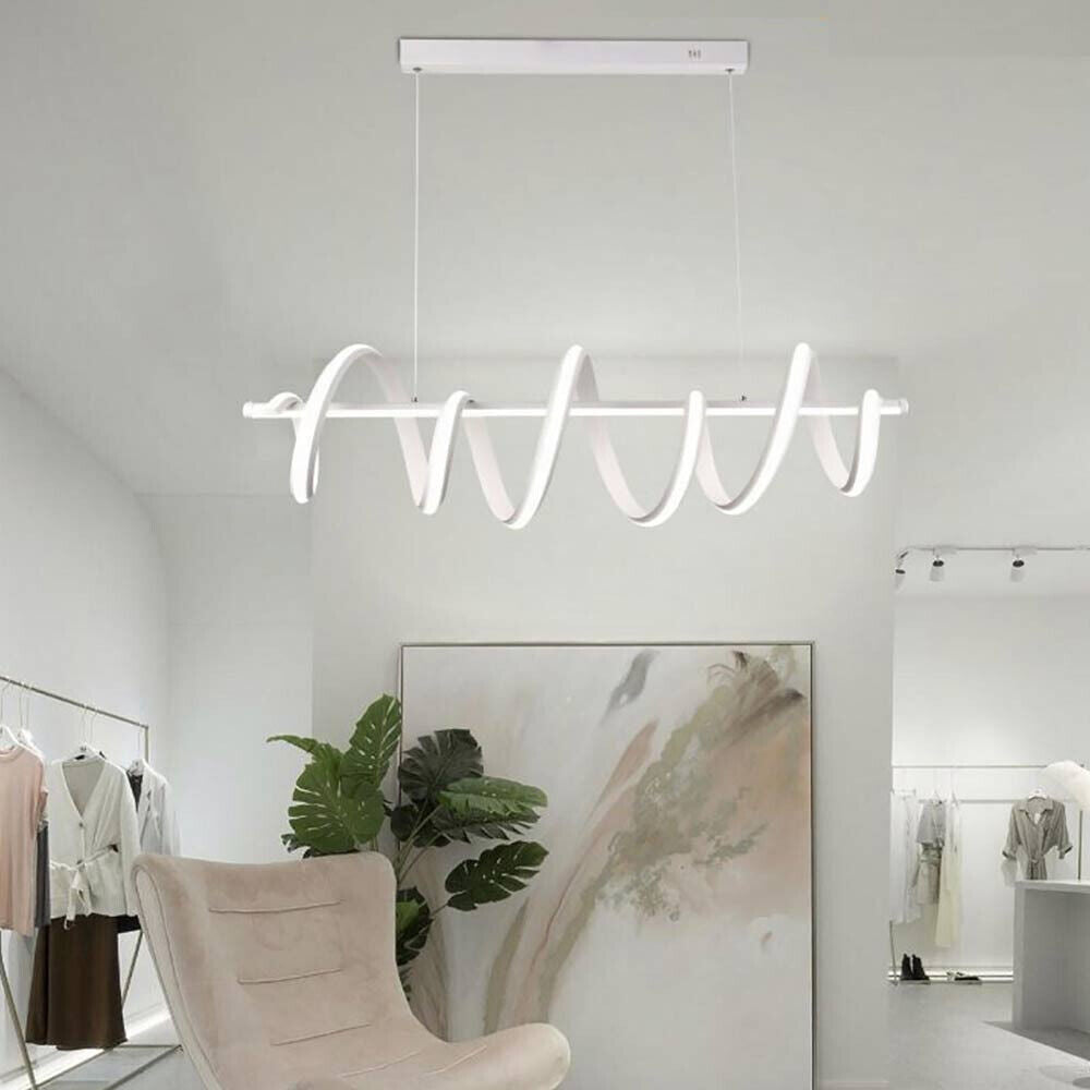 Lampadario led a sospensione 60 watt lampada twist bianco stilizzato tecnologia CCT 3 tonalità di luce da 6500k a 3000k