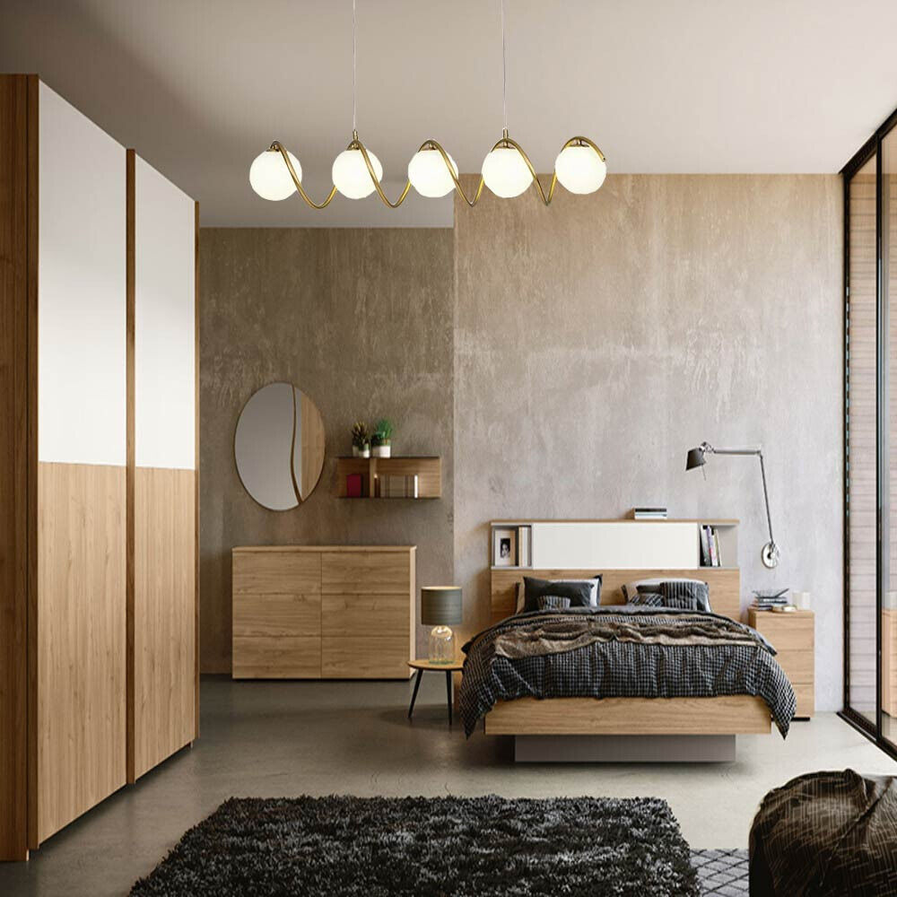 Lampadario a sospensione da soffitto twister con 5 sfere in vetro lampada decorativa oro per soggiorno cucina attacco g9
