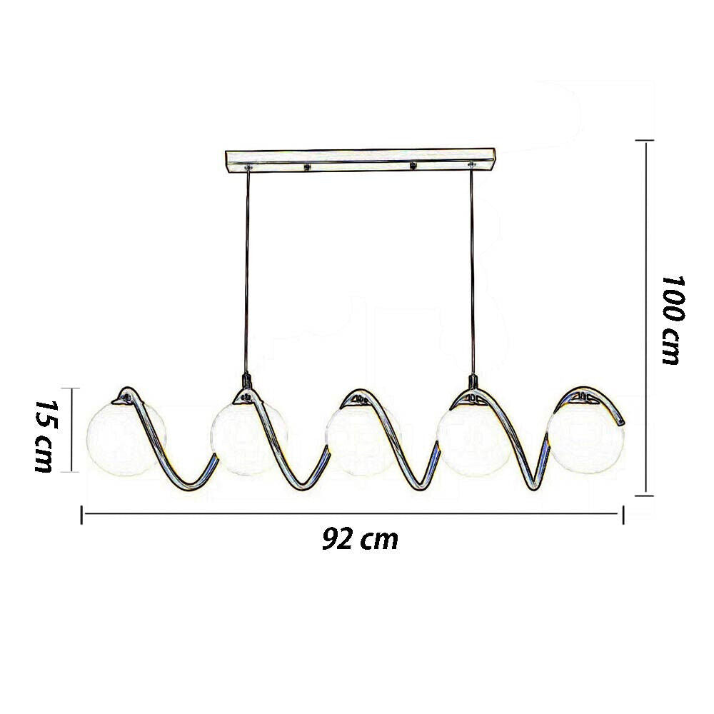 Lampadario a sospensione da soffitto twister con 5 sfere in vetro lampada decorativa oro per soggiorno cucina attacco g9