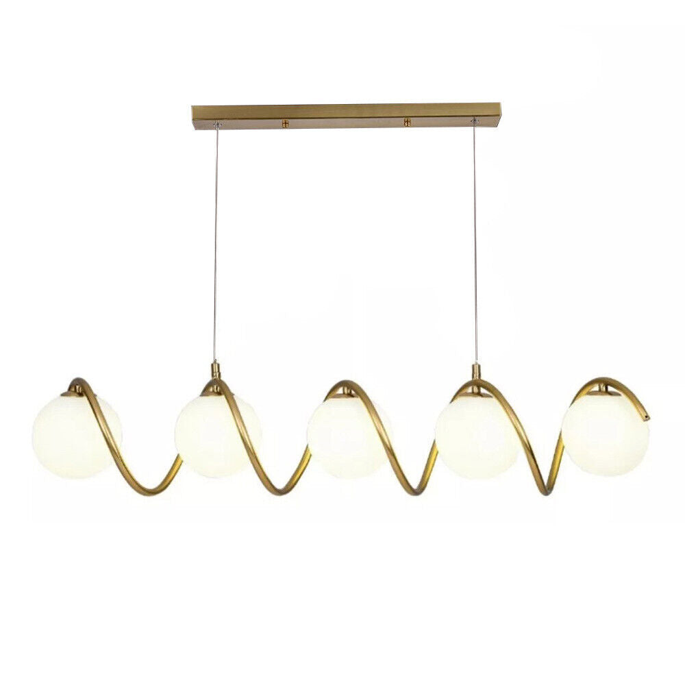 Lampadario a sospensione da soffitto twister con 5 sfere in vetro lampada decorativa oro per soggiorno cucina attacco g9