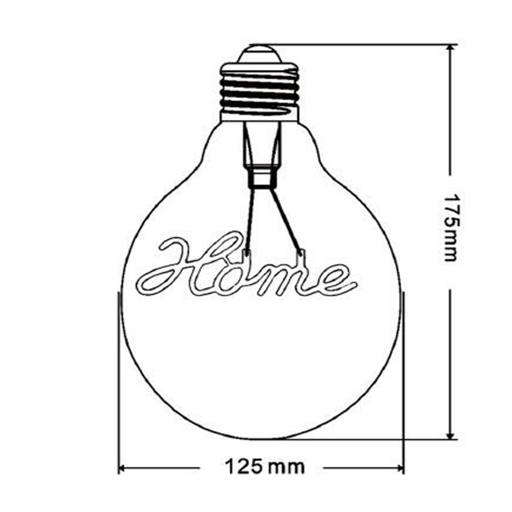Lampadina ambrata con led a filamento che crea la scritta HOME 4 watt E27 lampada decorativa stile vintage luce calda 2500k