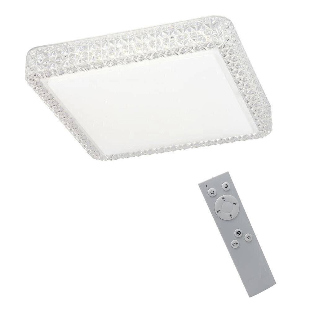Plafoniera moderna quadrata dimmerabile a led 48 watt lampada da soffitto con cristalli in acrilico a tripla colorazione di luce fredda naturale e calda