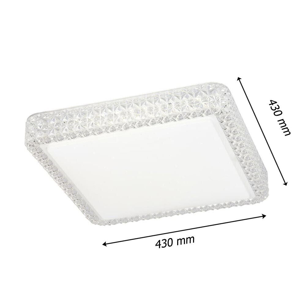 Plafoniera moderna quadrata dimmerabile a led 48 watt lampada da soffitto con cristalli in acrilico a tripla colorazione di luce fredda naturale e calda
