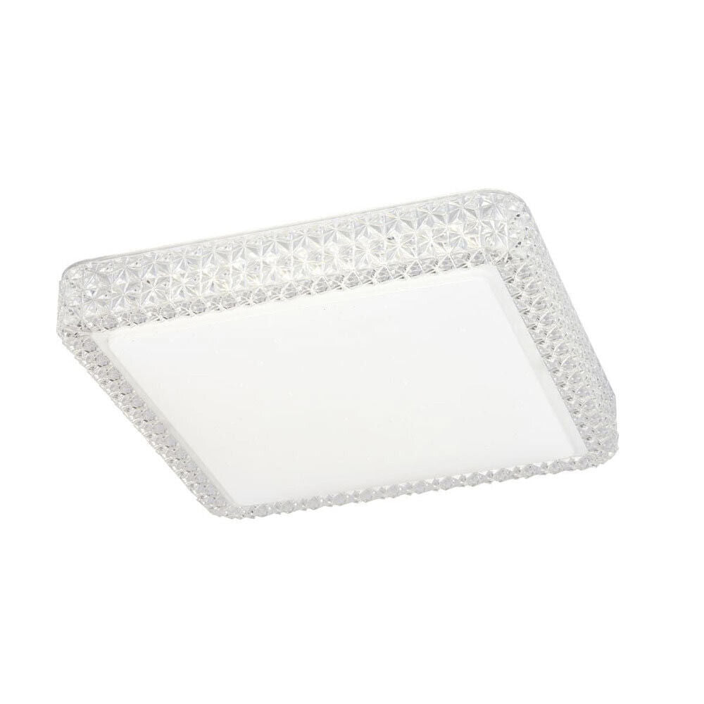 Plafoniera moderna quadrata dimmerabile a led 48 watt lampada da soffitto con cristalli in acrilico a tripla colorazione di luce fredda naturale e calda