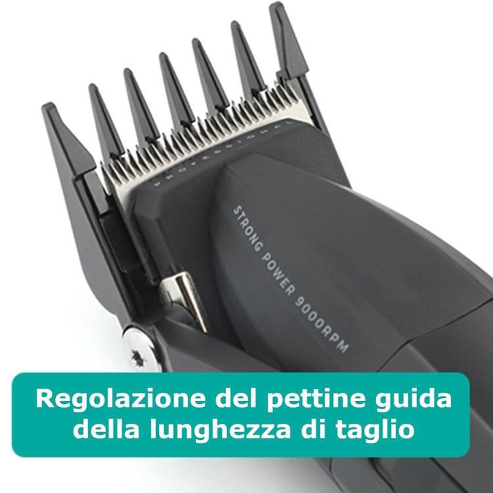 Rasoio tagliacapelli VGR HAIR CLIPPER ricaricabile per barba capelli con 6 pettinini 2 velocità max 9000 RPM display 003