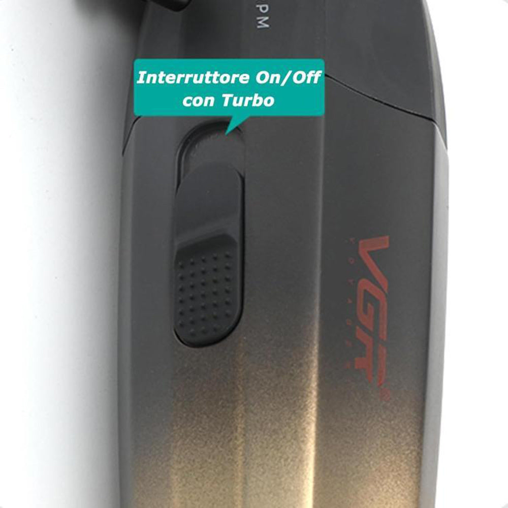 Rasoio tagliacapelli VGR HAIR CLIPPER ricaricabile per barba capelli con 6 pettinini 2 velocità max 9000 RPM display 003