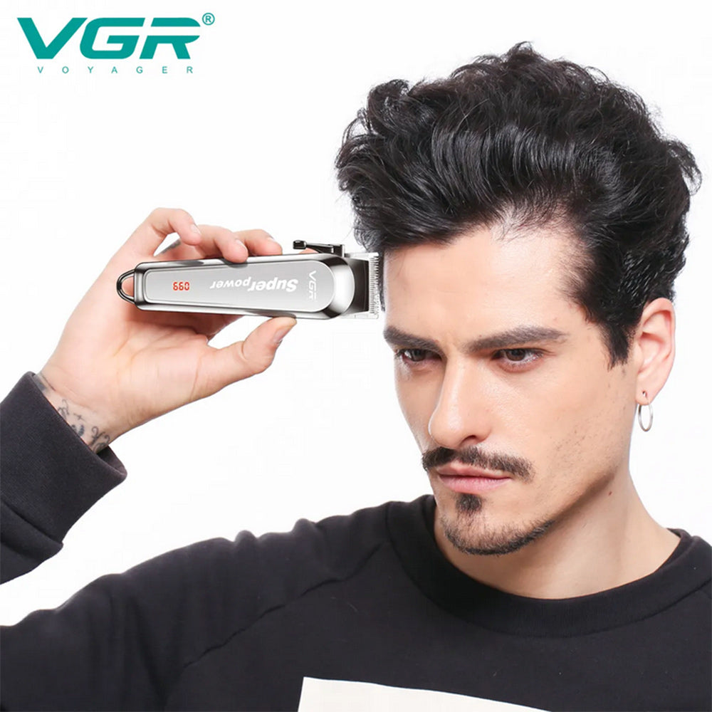 Rasoio tagliacapelli VGR HAIR CLIPPER ricaricabile per barba capelli con 4 pettinini leva conica display 060