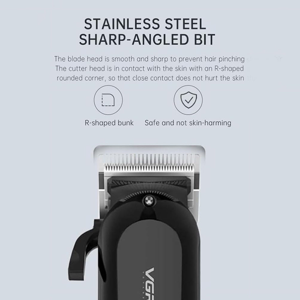 Rasoio tagliacapelli VGR HAIR CLIPPER ricaricabile per barba capelli con 6 pettinini leva conica display 118