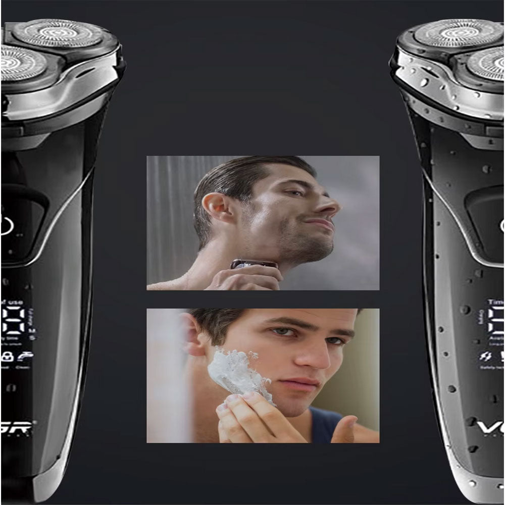 Rasoio VGR MEN’S SHAVER ricaricabile tre testina barba basette con display impermeabile IPX6 318