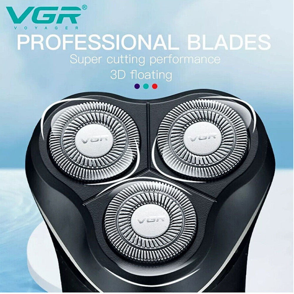 Rasoio VGR MEN’S SHAVER ricaricabile tre testina barba basette impermeabile IPX6 319