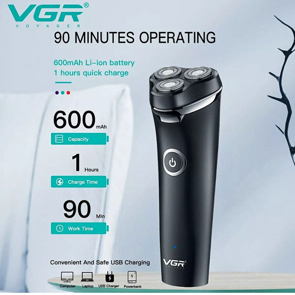 Rasoio VGR MEN’S SHAVER ricaricabile tre testina barba basette impermeabile IPX6 319