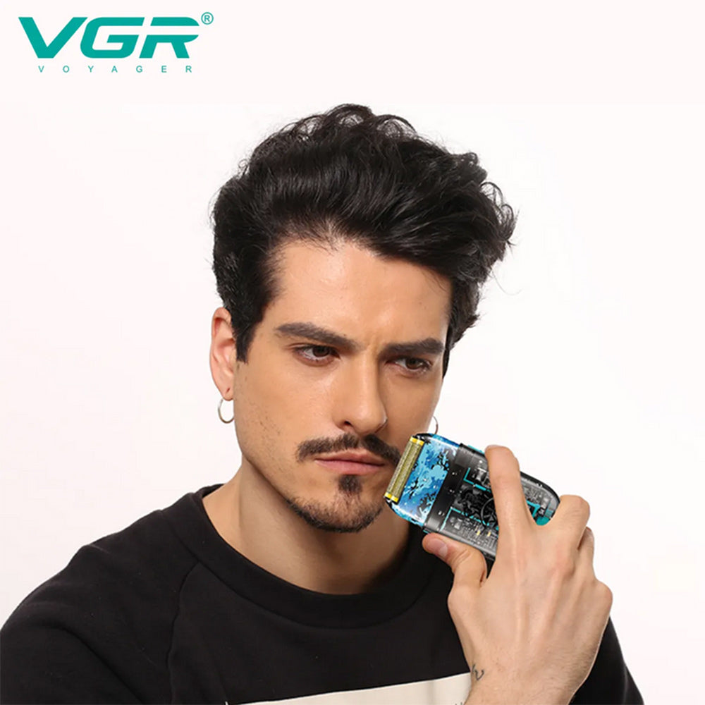 Rasoio ricaricabile VGR FOIL SHAVER per barba corpo doppio rullo impermeabile IPX5 con display 352