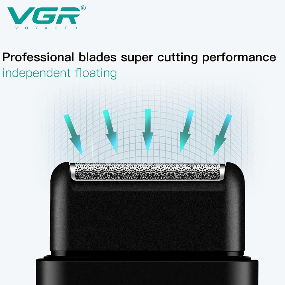 Rasoio ricaricabile tascabile VGR MEN’S SHAVER mini rasoio portatile per barba con testina e lama di precisione 390
