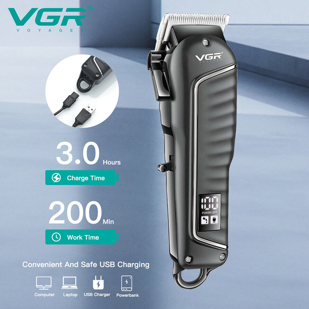 Rasoio tagliacapelli VGR HAIR CLIPPER 4 pettinini per barba capelli taglia capelli ricaricabile con leva conica