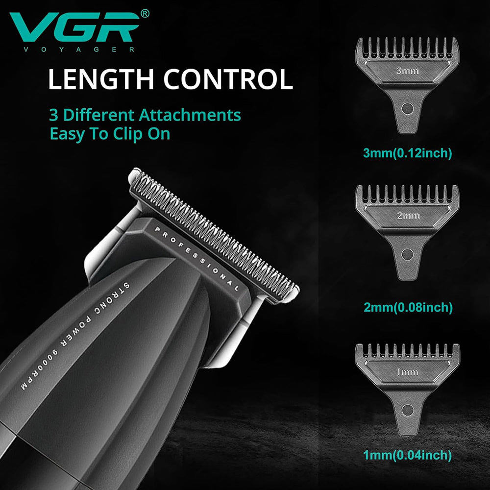 Rasoio tagliacapelli VGR HAIR TRIMMER ricaricabile per barba capelli con 3 pettinini 2 velocità max 9000 RPM display 906