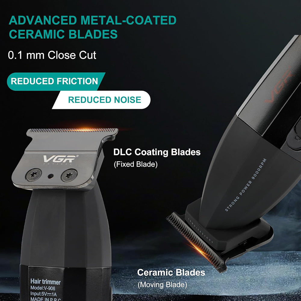 Rasoio tagliacapelli VGR HAIR TRIMMER ricaricabile per barba capelli con 3 pettinini 2 velocità max 9000 RPM display 906