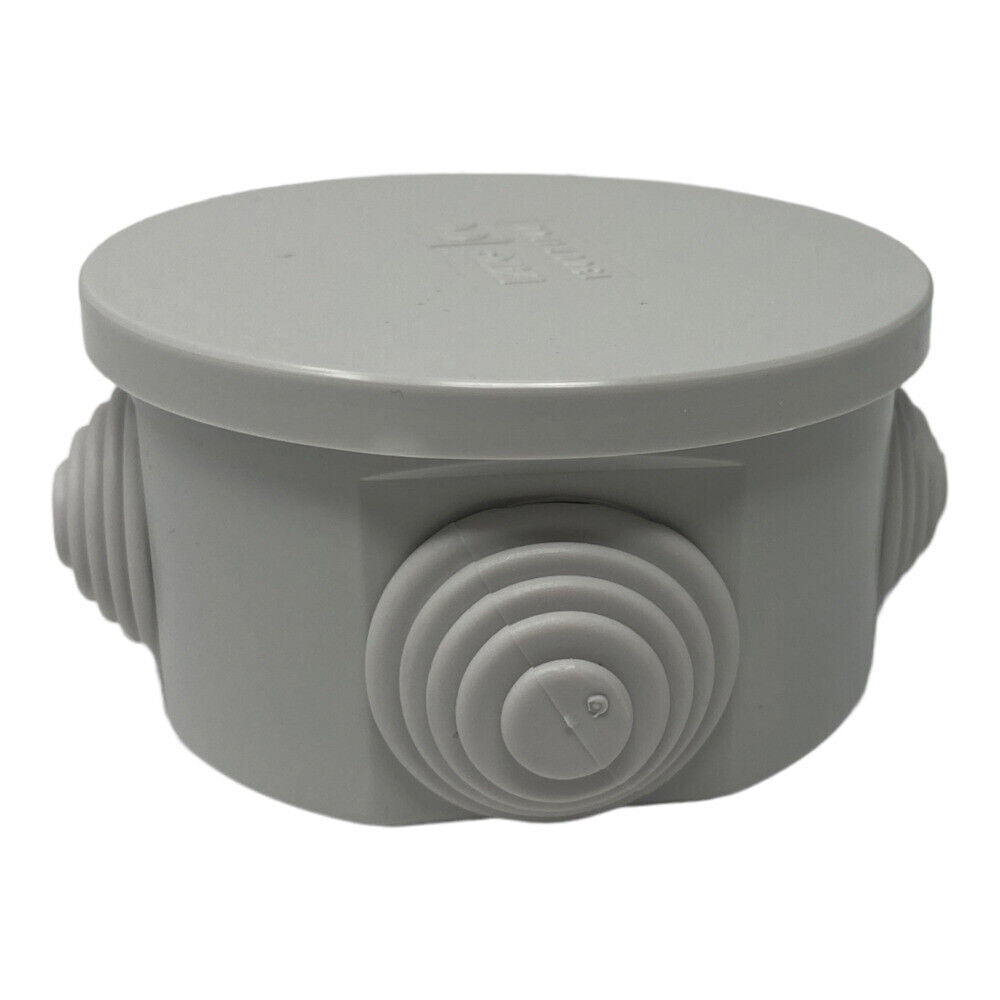 Scatola di derivazione tonda box con coperchio a pressione 4 passacavi tenuta stagna IP44 Ø 65x35 mm