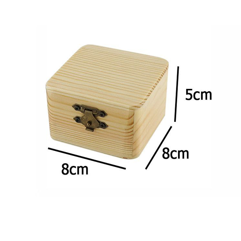 Set 2 scatole in legno quadrate per decoupage decorazione portagioie bomboniere cofanetto portaoggetti con chiusura clip