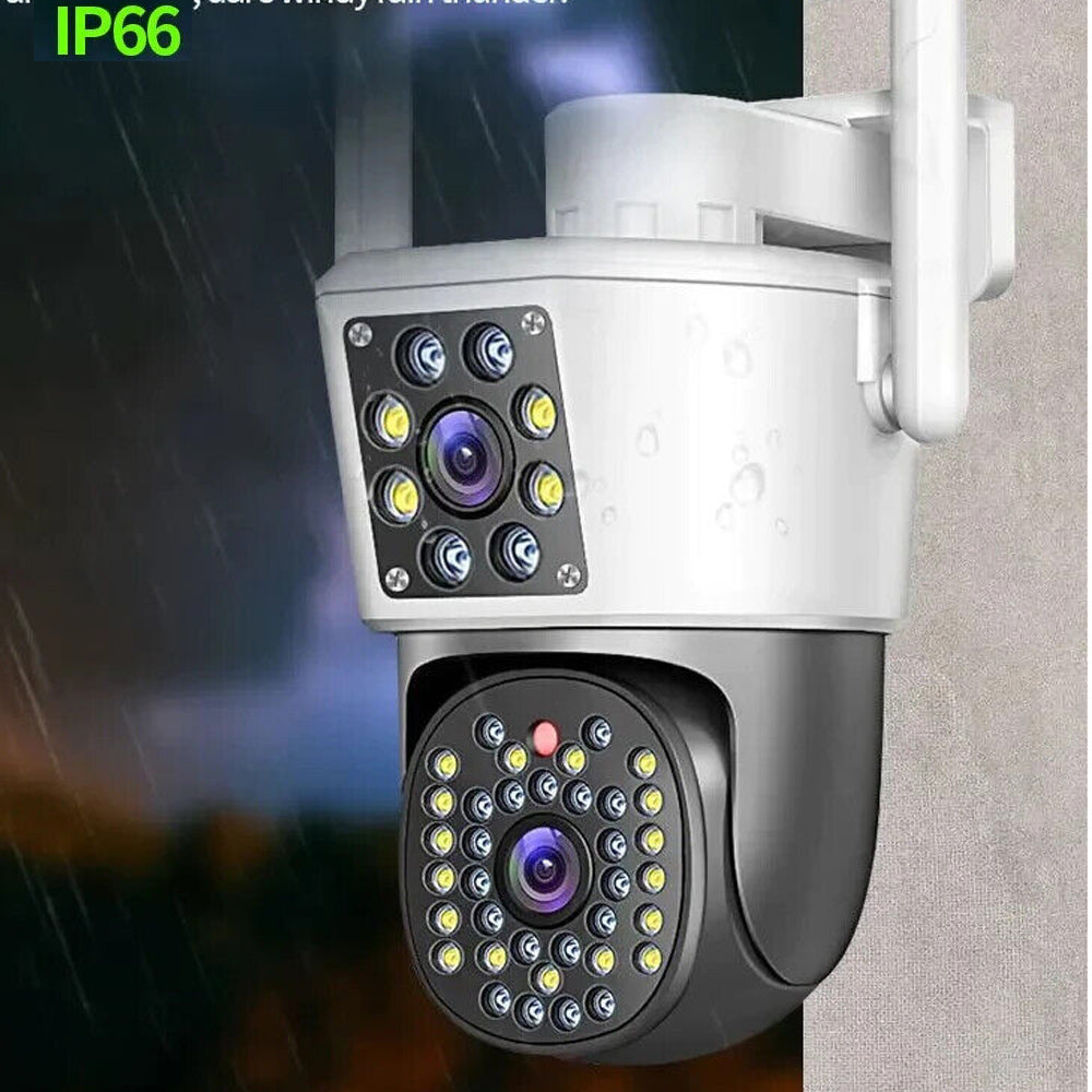 Telecamera di videosorveglianza wi fi 2 obbiettivi full hd 2 mpx audio e video videocamera motorizzata 8 infrarossi e 36 led