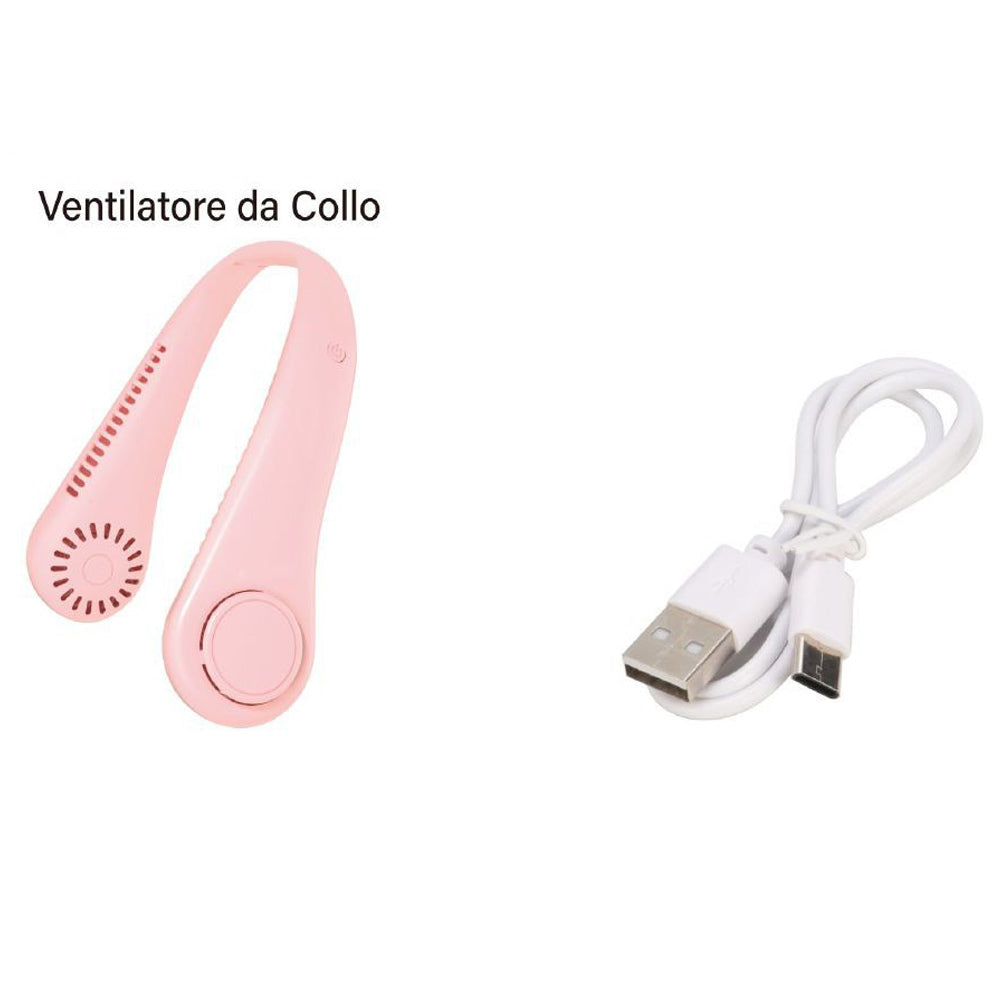 Ventilatore da collo portatile regolabile a 3 velocità ventola ricaricabile usb vari colori
