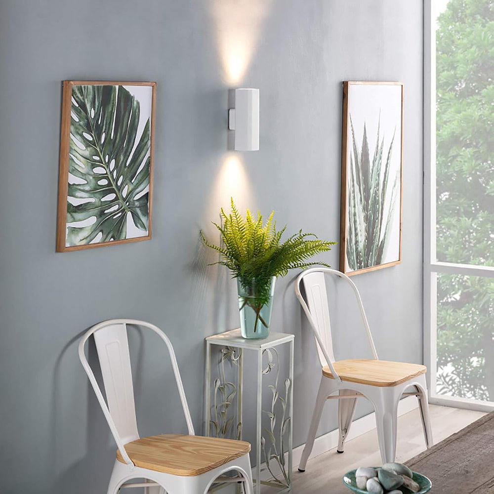 Applique da parete doppia emissione in gesso a cubo verniciabile con attacco gu10 110x70mm poratafaretto UP & DOWN