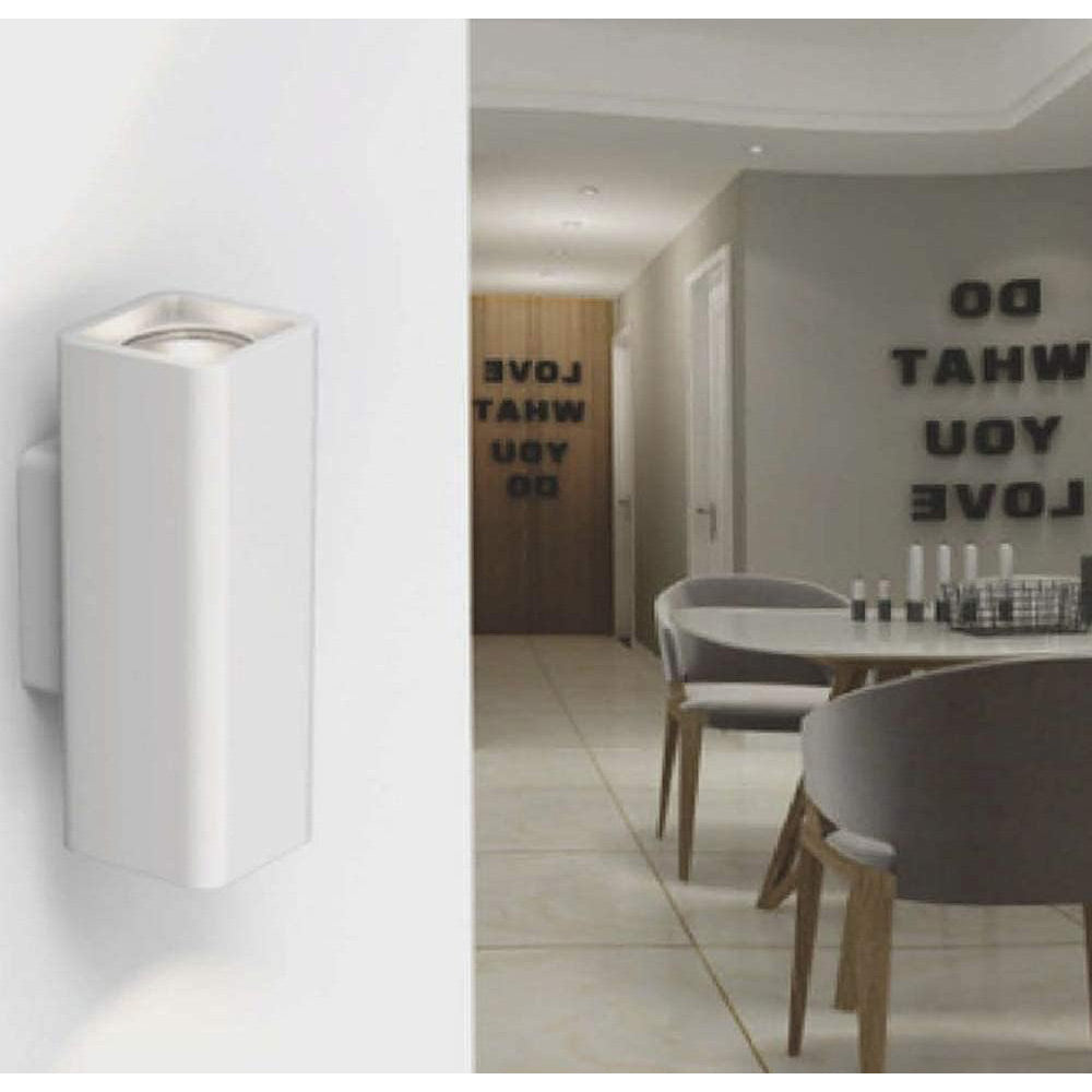 Applique da parete doppia emissione in gesso a cubo verniciabile con attacco gu10 110x70mm poratafaretto UP & DOWN