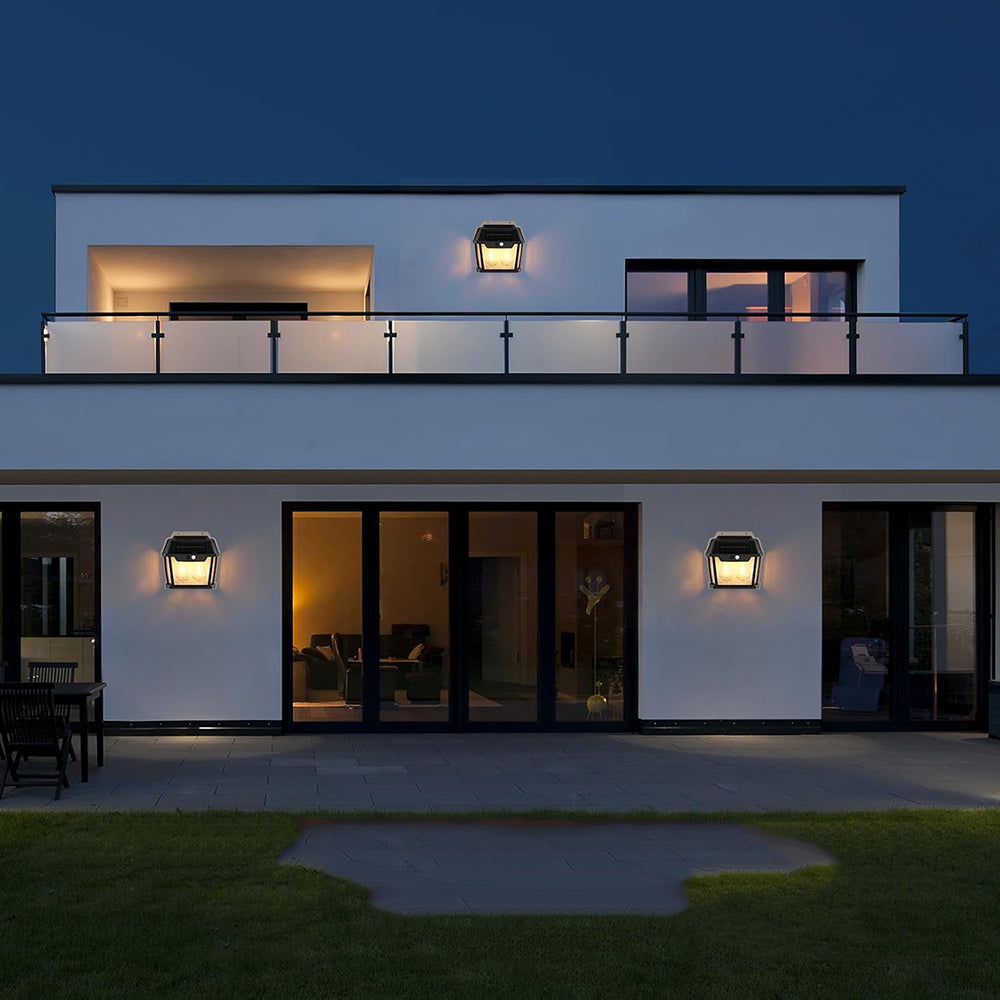applique con pannello solare 10 watt lampada da parete con sensore crepuscolare e di movimento per esterno 3 modalità di luce IP65 luce calda
