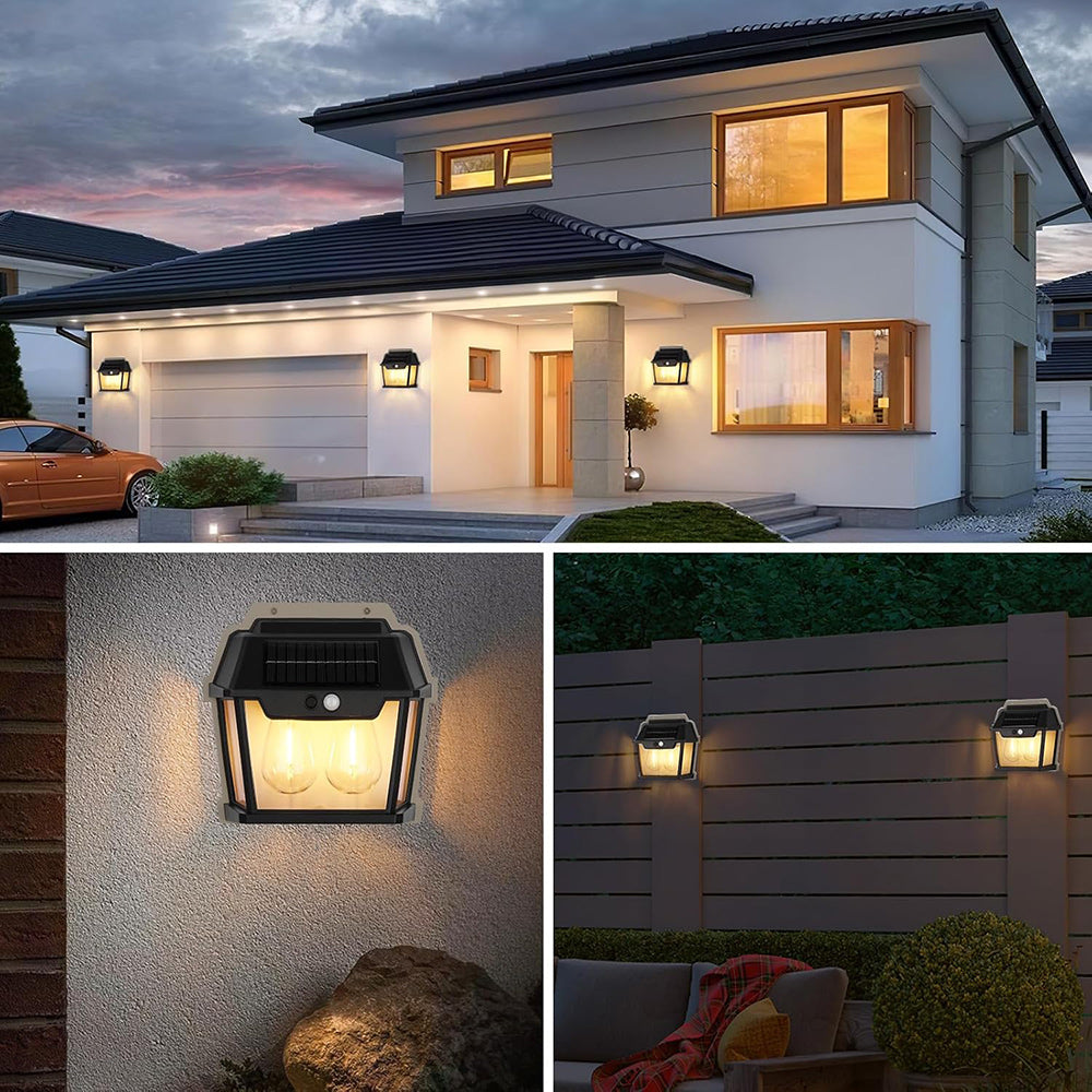 applique con pannello solare 10 watt lampada da parete con sensore crepuscolare e di movimento per esterno 3 modalità di luce IP65 luce calda