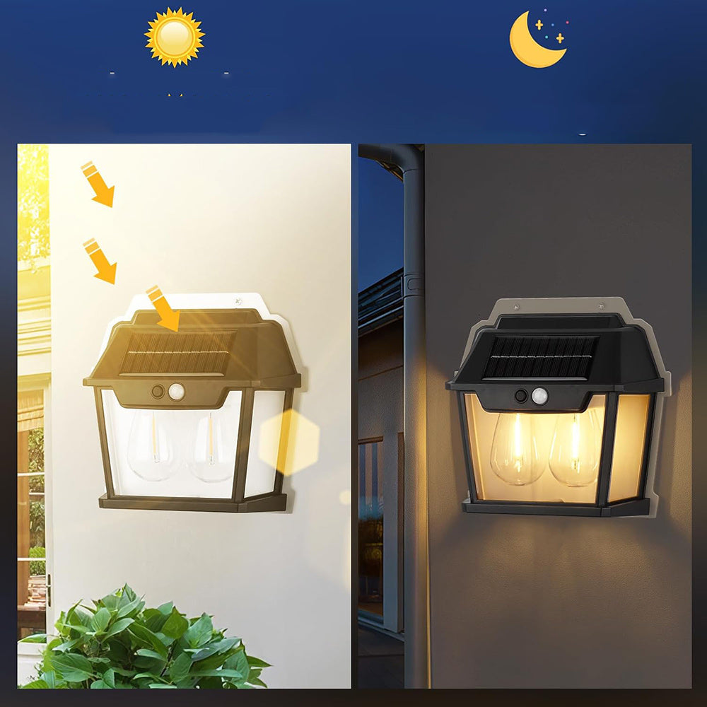 applique con pannello solare 10 watt lampada da parete con sensore crepuscolare e di movimento per esterno 3 modalità di luce IP65 luce calda