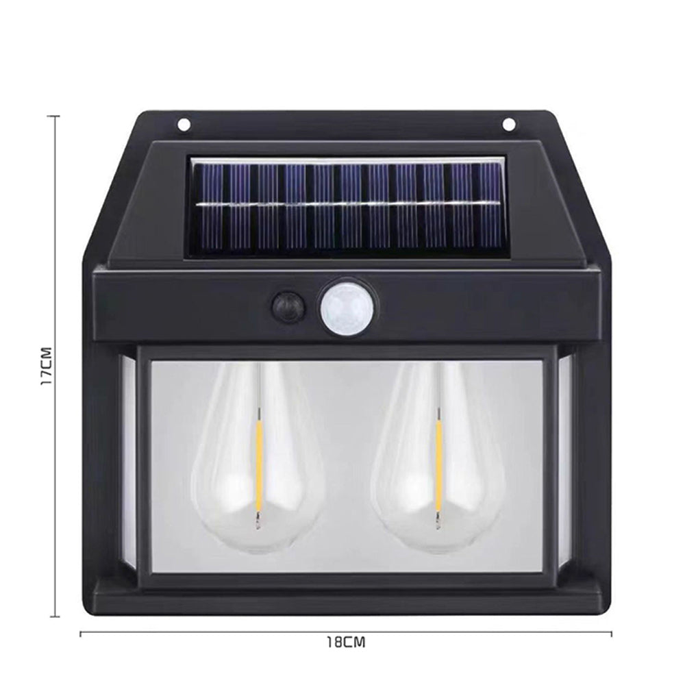 applique con pannello solare 10 watt lampada da parete con sensore crepuscolare e di movimento per esterno 3 modalità di luce IP65 luce calda