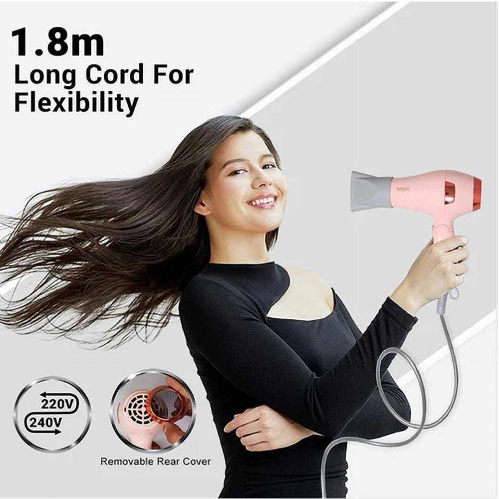 Asciugacapelli VGR HAIR DRYER da viaggio 1000 watt phon pieghevole 2 velocità con gancio